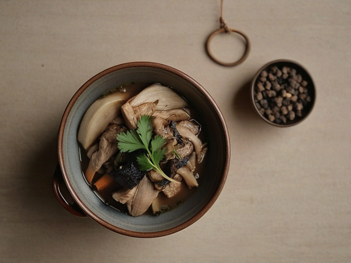 Тикудзэнни — тушёные курица, корнеплоды и грибы